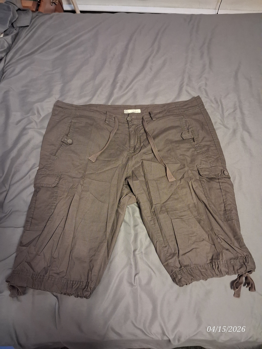 Women's Cargo Drawstring Shorts - Brown Taupe